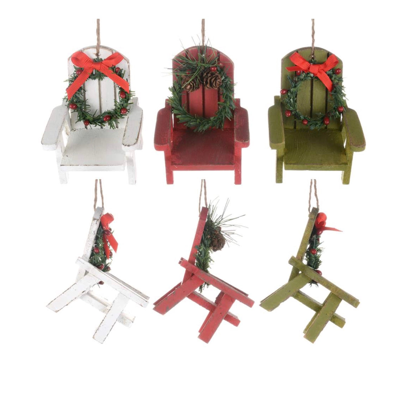  Muskoka Chair Ornament with Wreath, CT-Christmas Tradition, Putti Fine Furnishings