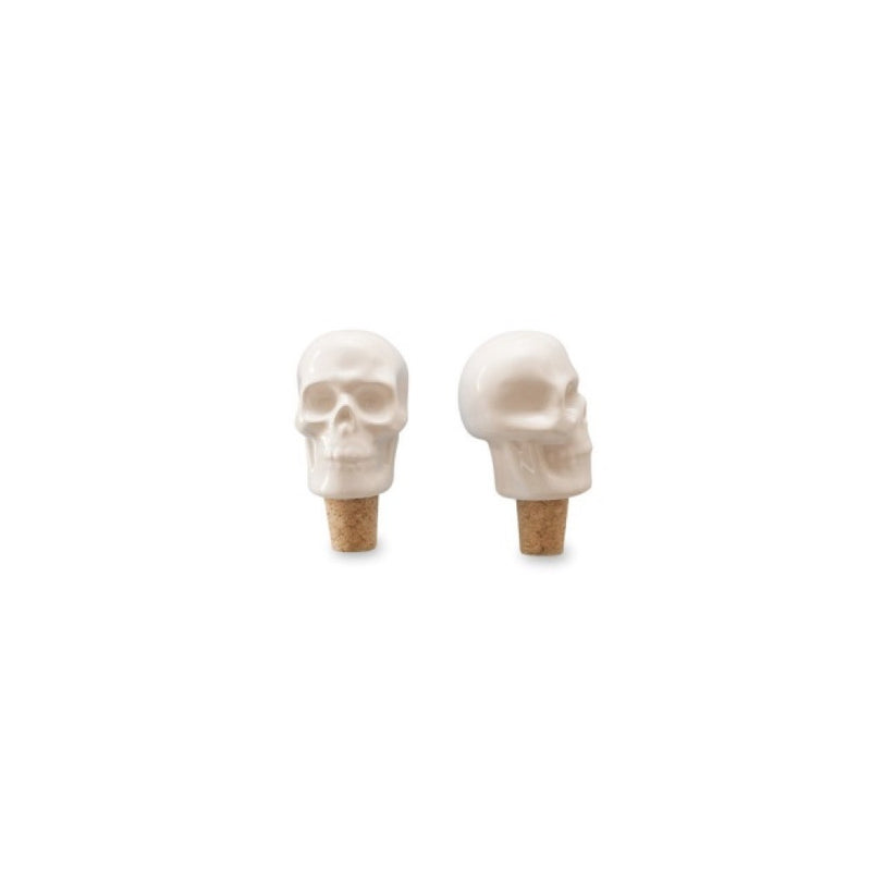 Invotis White Ceramic Skull Bottle Stopper - Putti Fine Furnishings Canada