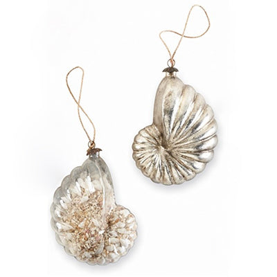 Mud Pie Shell Filled Glass Ornament, MP-Mud Pie, Putti Fine Furnishings