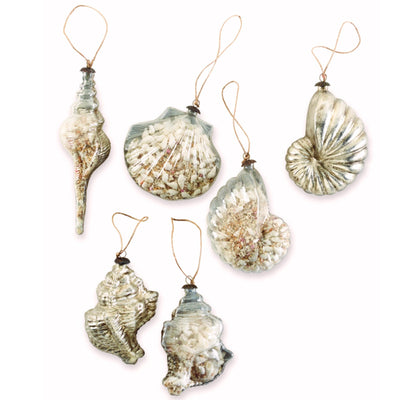 Mud Pie Shell Filled Glass Ornament, MP-Mud Pie, Putti Fine Furnishings