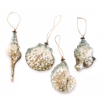 Mud Pie Shell Filled Glass Ornament, MP-Mud Pie, Putti Fine Furnishings