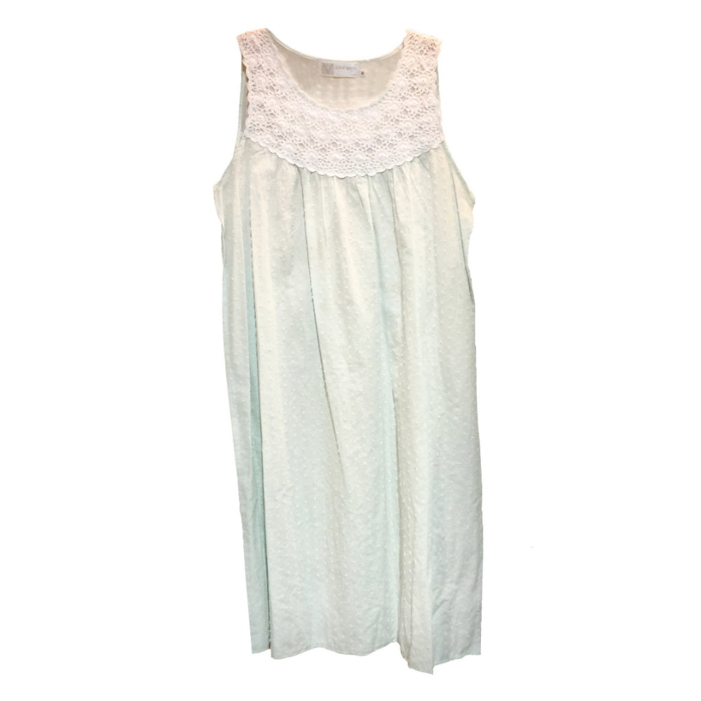  Victoriana "Chelsea" Mint Green Swiss Dot Nightgown, VI-Victoriana Imports, Putti Fine Furnishings