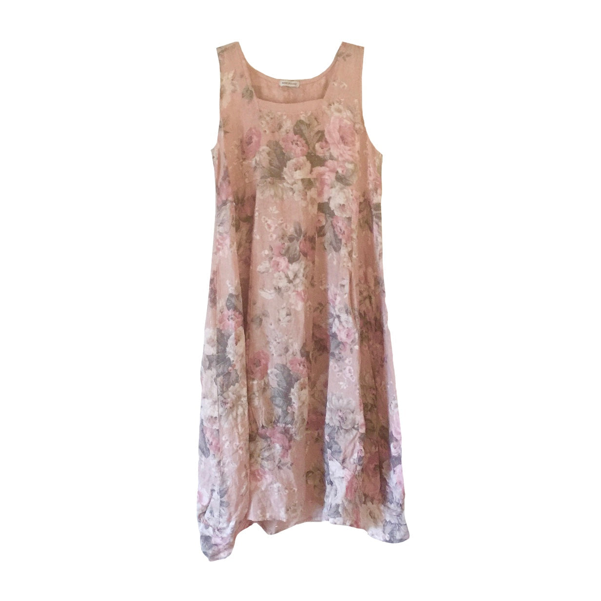  Blush Pink Floral Sleeveless Linen Dress, TO-Terminal One, Putti Fine Furnishings