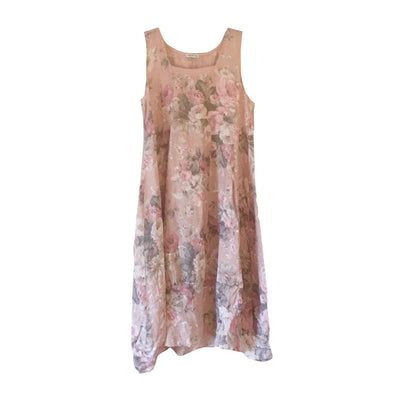 Blush Pink Floral Sleeveless Linen Dress, TO-Terminal One, Putti Fine Furnishings
