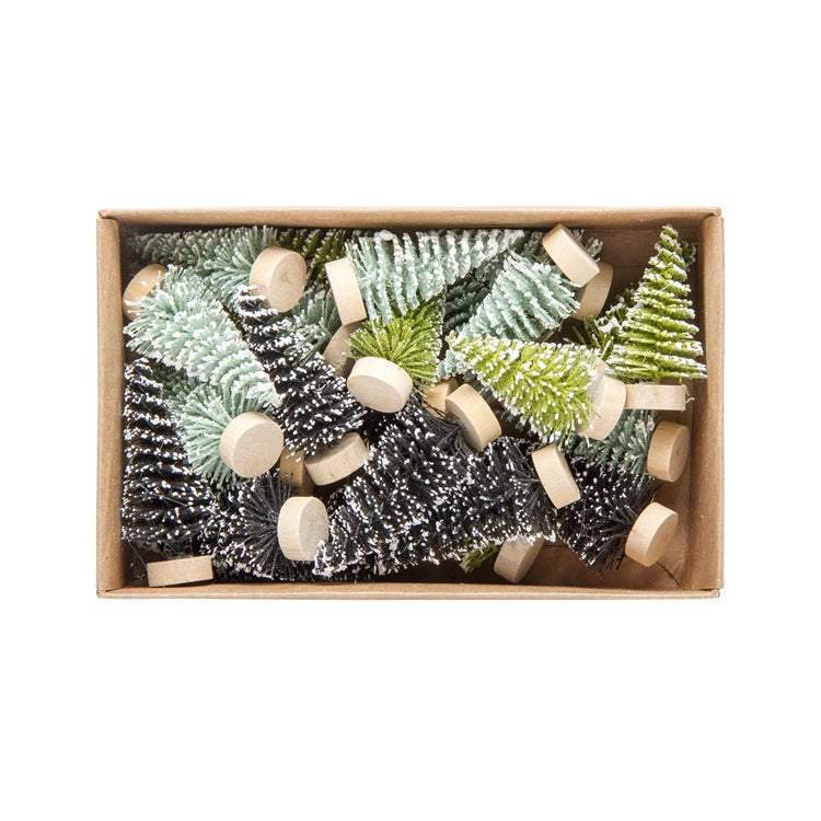 Green Mini Brush Trees - Set of 24