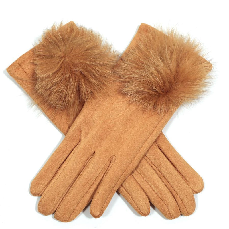 Mustard Fur Pom Pom Gloves | Putti Fine Fashions