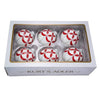 Kurt Adler Red and White Pattern Glass Ball Ornaments - 6 Piece Box Set | Putti Christmas