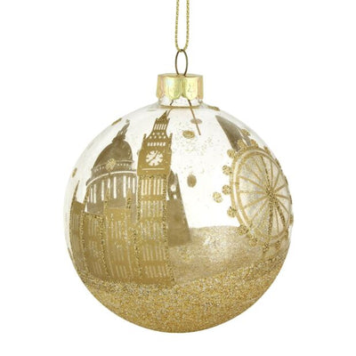 "London Scene" Clear Glass Ball Ornament