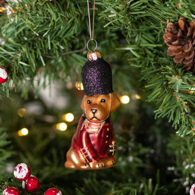 British Dog Soldier Glass Ornament