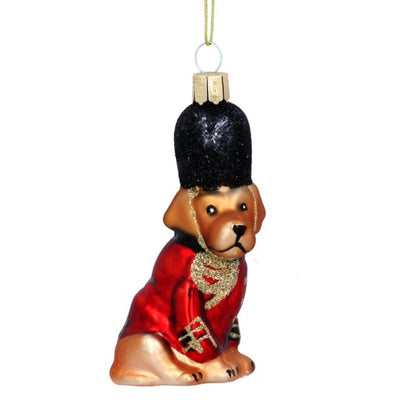 British Dog Soldier Glass Ornament