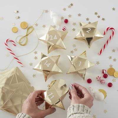 Gold Star Advent Calendar Boxes | Putti Christmas Celebrations