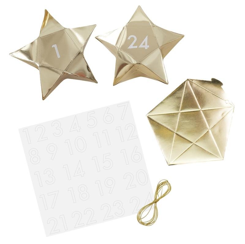 Gold Star Advent Calendar Boxes | Putti Christmas Celebrations