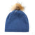Plain Knit Fur Pom Pom Hat - Blue | Putti Fine Fashions