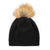 Plain Knit Fur Pom Pom Hat - Black | Putti Fine Fashions