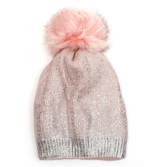 Faux Fur Pom Pom Hat - Pink | Putti Fine Fashions