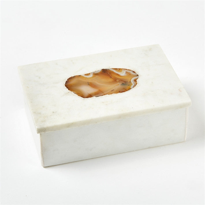 White Marble Boxes set with Agate, TH-Tozai Home, Putti Fine Furnishings
