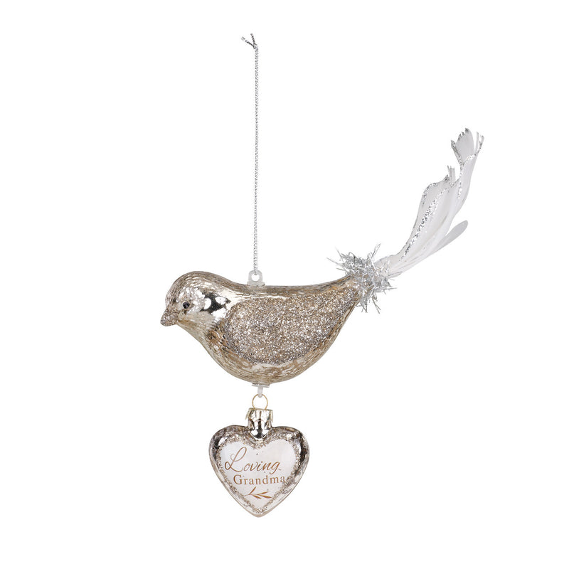 Demdaco Bird Dangle Heart Glass Ornament - Grandma | Putti Christmas 