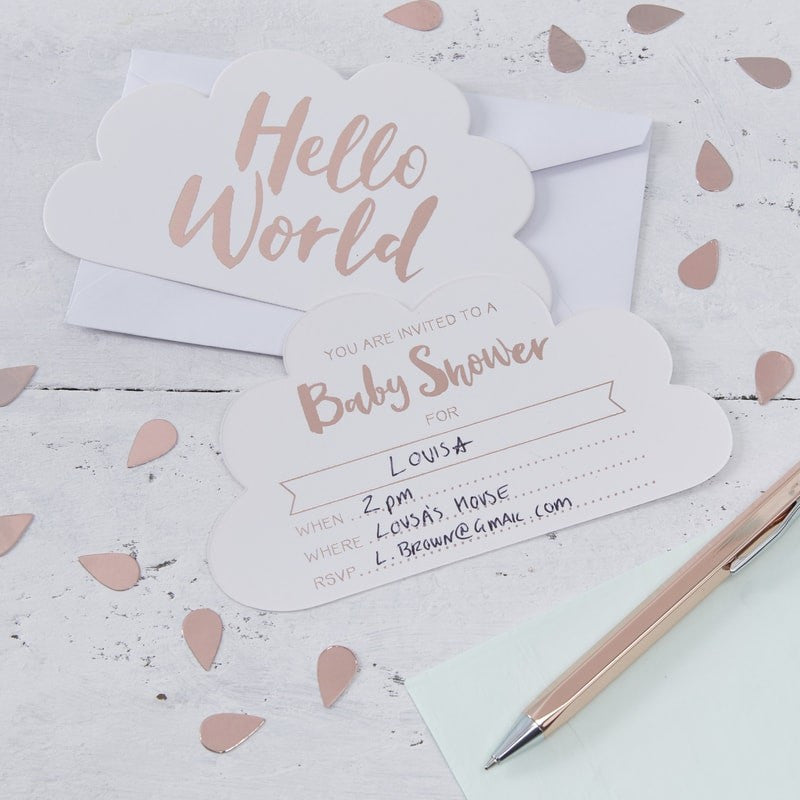  "Hello World" Cloud Invitations, GR-Ginger Ray UK, Putti Fine Furnishings