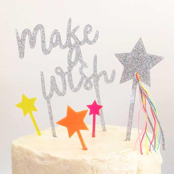  Meri Meri "Make a Wish" Acrylic Cake Toppers, MM-Meri Meri UK, Putti Fine Furnishings
