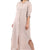 Button Front Long Linen Shirt Dress - Beige