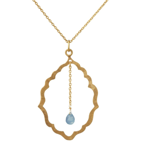Blue Chalcedony Toledo 18k Gold Plated Necklace