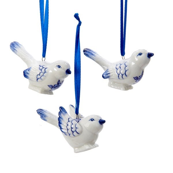 Kurt Adler Delft Blue Bird Ornament | Putti Christmas Decorations Canada 
