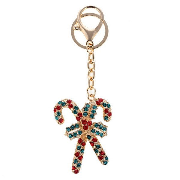 Candy Cane Crystal Bag Charm Key Chain | Putti Fine Fashions 