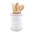 White Wash Wood Beaded Utensil Holder