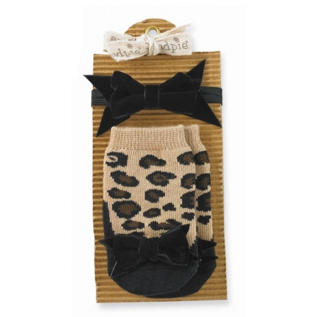 Mud Pie leopard Socks and Bow Headband, MP-Mud Pie, Putti Fine Furnishings