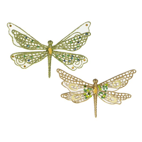 Glittered Dragonfly Clip Ornament