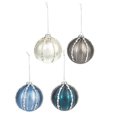 Coastal Glass Ball ornament - White