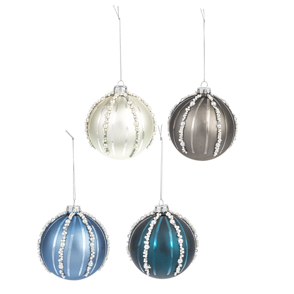 Coastal Glass Ball ornament - White | Putti Christmas Decorations 