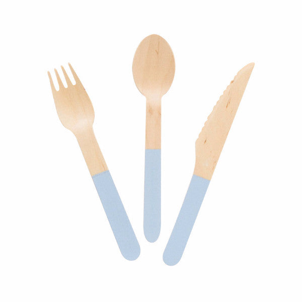 Wooden Cutlery Set - Soft Blue -  Party Supplies - Meri Meri UK - Putti Fine Furnishings Toronto Canada - 1