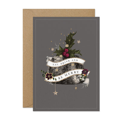 Stephanie Davies "Eat Drink & Be Merry" Pudding Christmas Card | Putti