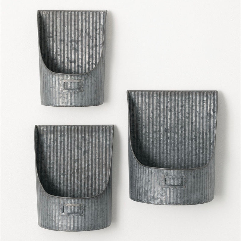 Ribbed Metal Wall Pocket  | Putti Fine Furnishings Canada 