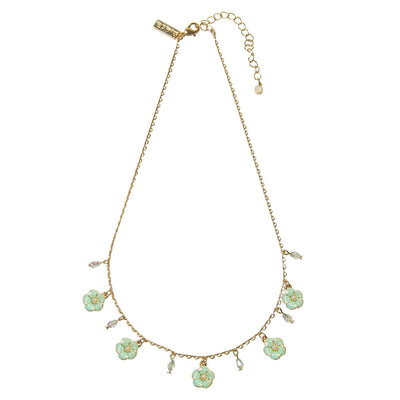 Lovett & Co. Small Rose Necklace in Mint  Enamel | Putti Fine Fashions