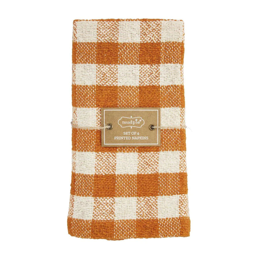 Orange Check Fabric Napkins