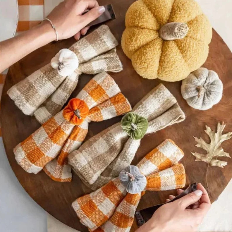 Orange Check Fabric Napkins