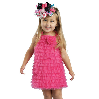 Hot Pink Chiffon Ruffle Tunic Dress, MP-Mud Pie, Putti Fine Furnishings
