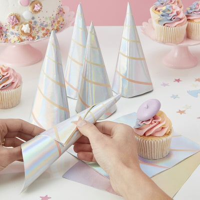 "Make a Wish" Iridescent Unicorn Horn Paper Napkins, GR-Ginger Ray UK, Putti Fine Furnishings