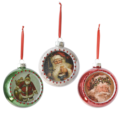 Santa Diorama Glass Ornament