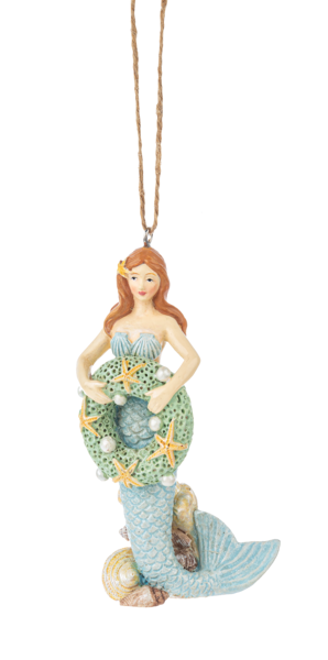 Mermaid with Wreath Resin Ornament
