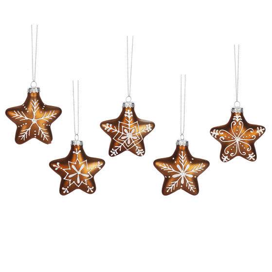 Gingerbread Star Glass Ornaments