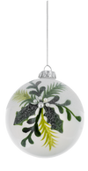 Mistletoe on White Glass Ornament