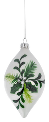 Mistletoe on White Glass Ornament