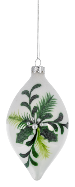 Mistletoe on White Glass Ornament