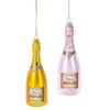 Pink Champagne Bottle Glass Ornament