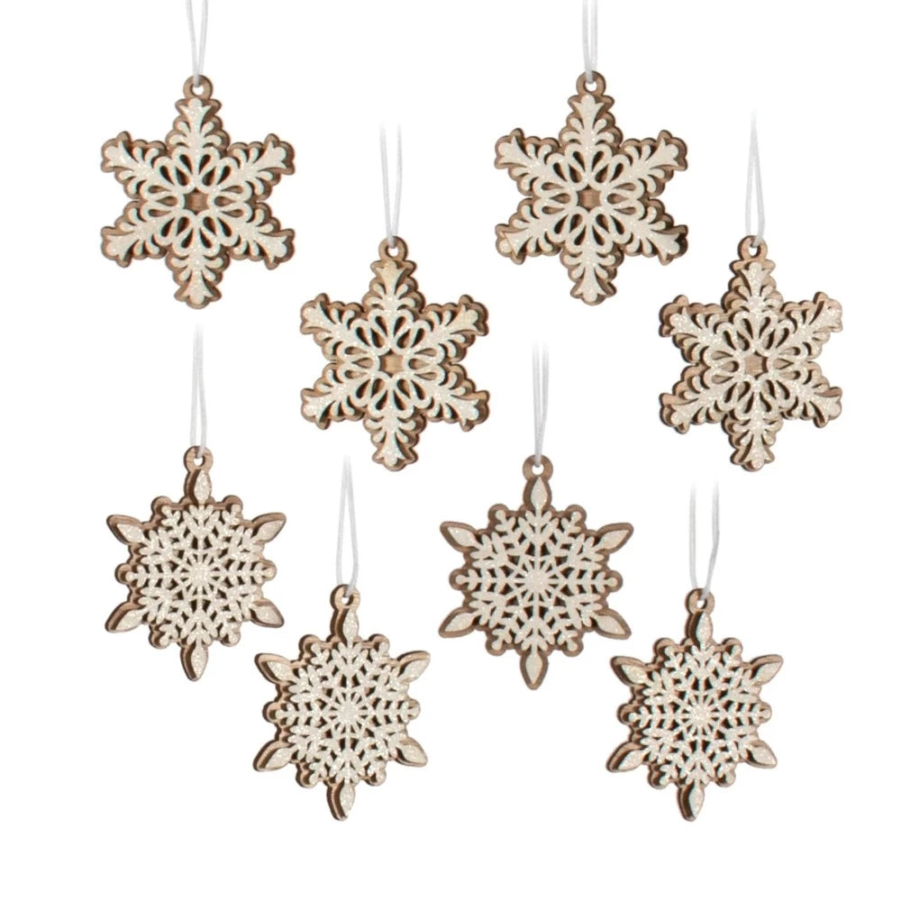 Natural White Snowflake Set of 8 | Putti Christmas 