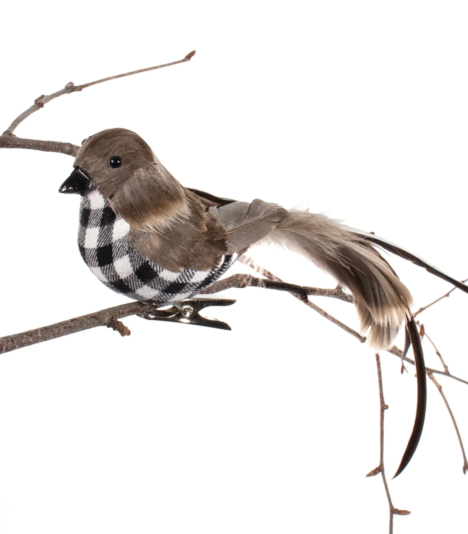 Black and White Buffalo Check Clip Bird