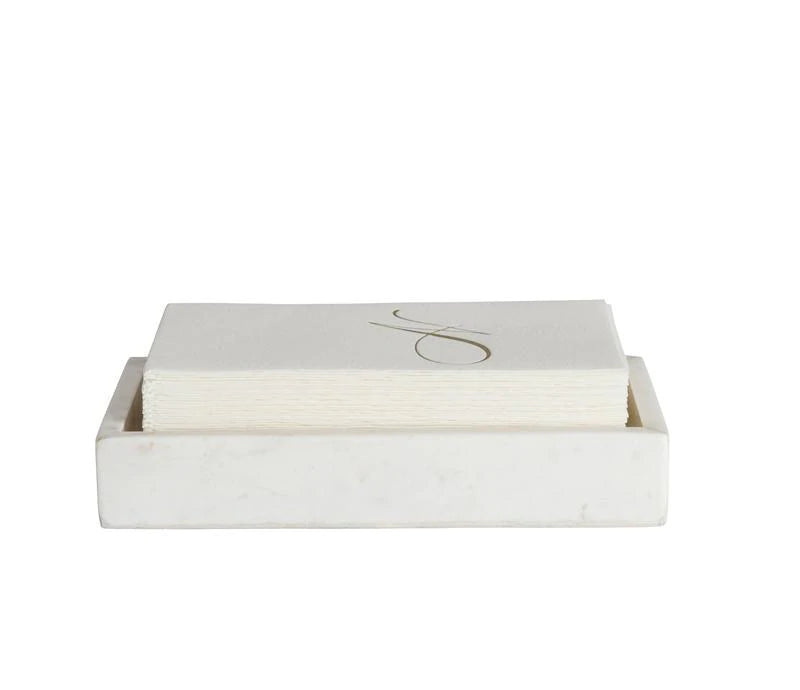 White Marble Napkin Tray | Putti Fine Furnishings Canada